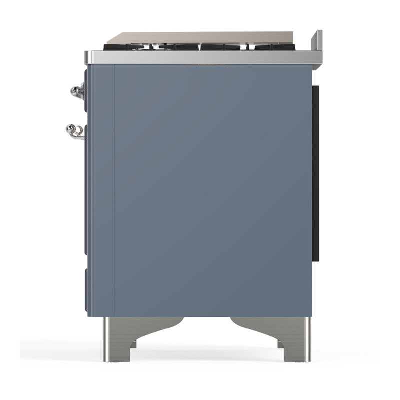 Majestic III Series 36 Inch Dual Fuel Range with 6 Sealed Burners, Griddle, in Glossy Black (Natural Gas, Brass Trim), Chrome