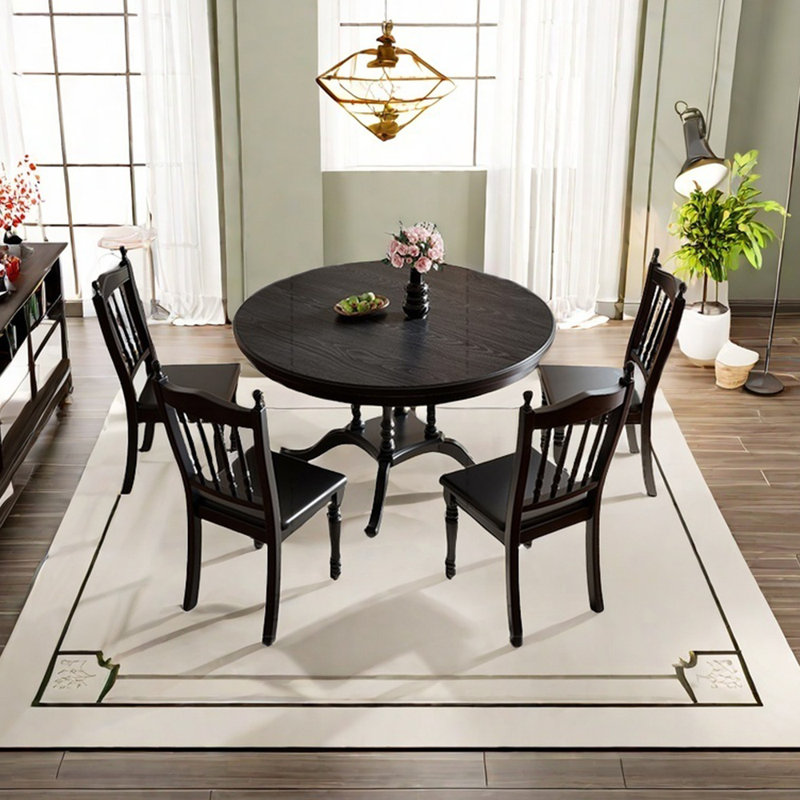 Rubber wood unique dining table set, 29.53"H x 47.24"L x 47.24"W