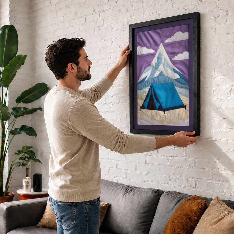 Mountain Shelter Minimalist - Framed Print, A1 - 84.1 x 59.4 cm, White