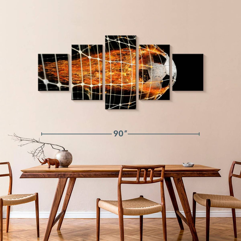 Flaming Soccer Ball, 42" H x 92" W