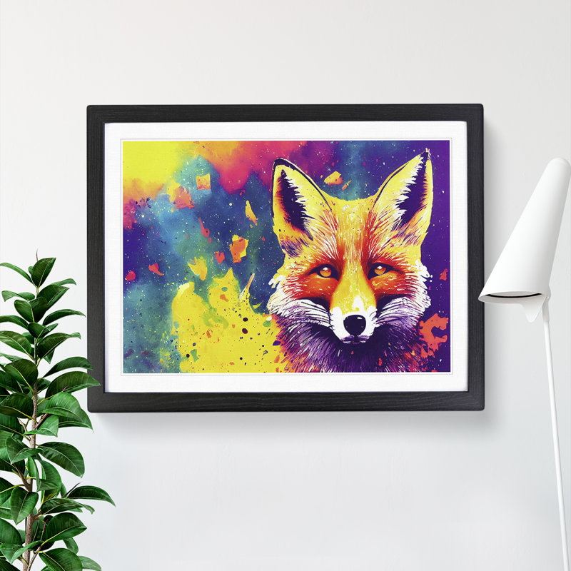 Fox Splashed Vol.1 Abstract - Single Picture Frame Painting, 25cm H x 34cm W x 2cm D, Black