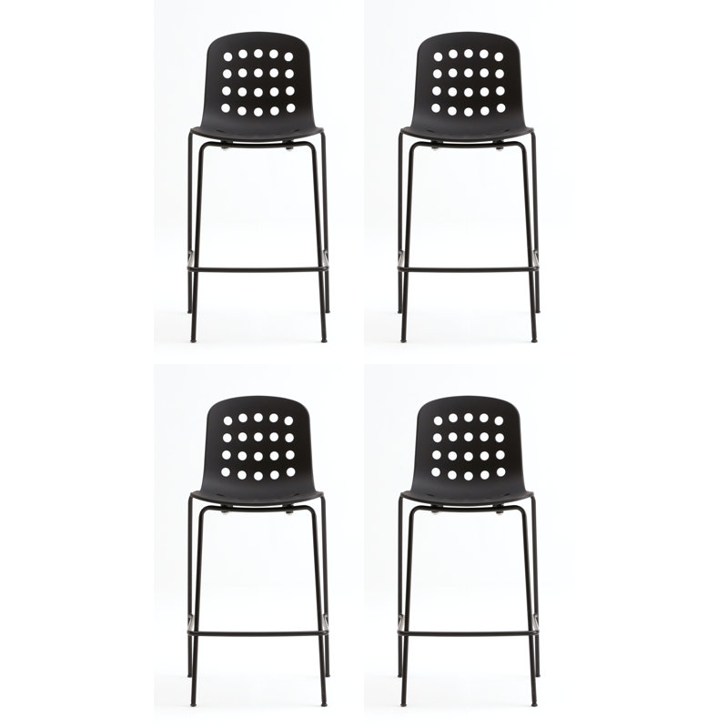 Tabouret de comptoir perforé Holi (ensemble de 4), Noir