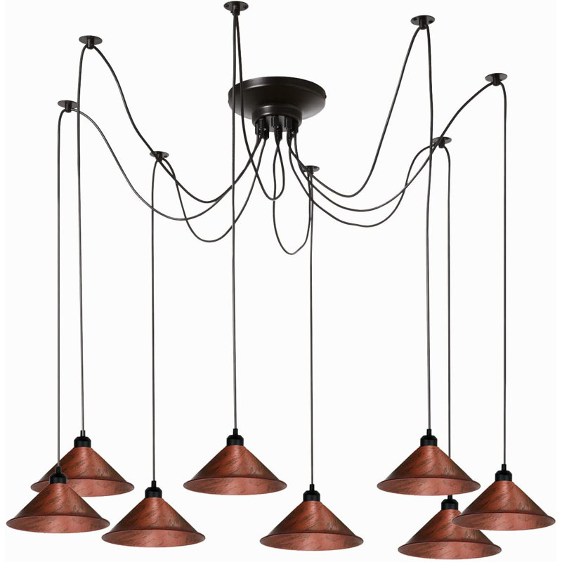8 - Light Cluster Pendant, Rustic Red, No