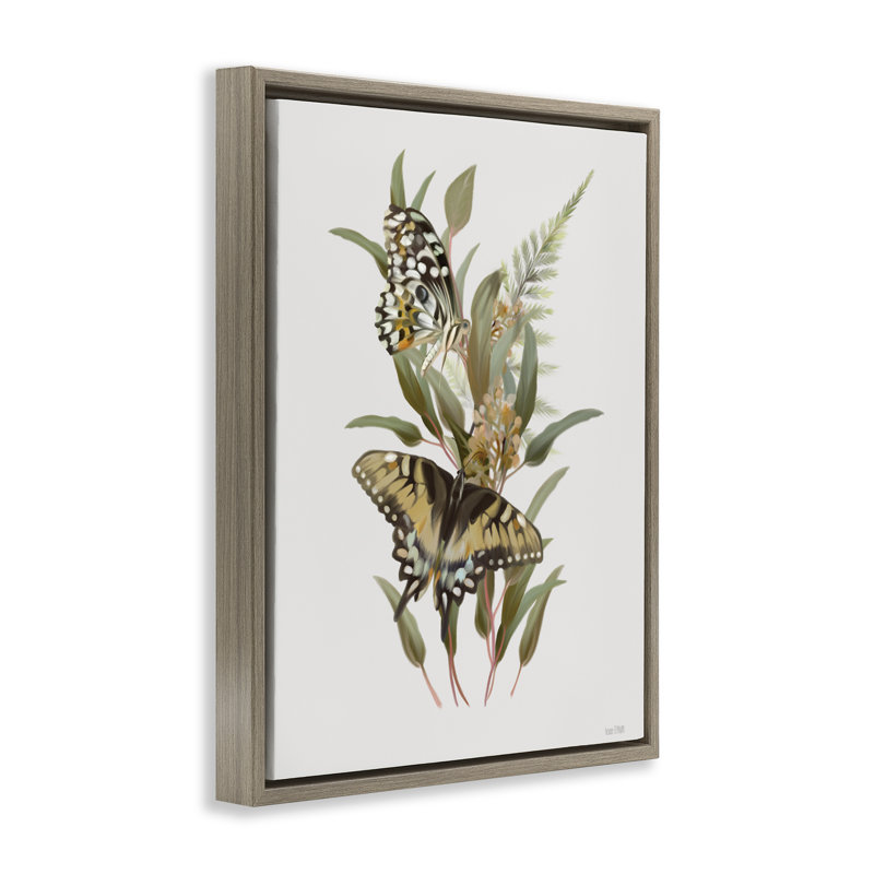 Cadre flottant Butterfly Grove Forest, conçu par House Fenway, H 31 po x l 25 po, Cadre flottant orme Montalcino