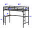 Lit mezzanine simple en métal avec bureau, échelle et garde-corps, bureau sous le lit