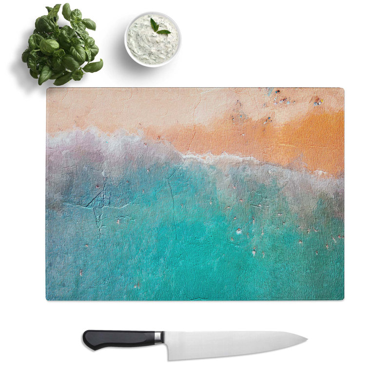 Tempered Glass a Beach in Brazil Chopping Board, 39 cm W x 28.5 cm L
