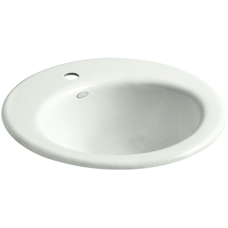 Radiant Metal Circular Drop-In Bathroom Sink with Overflow, Basalt, Single Hole