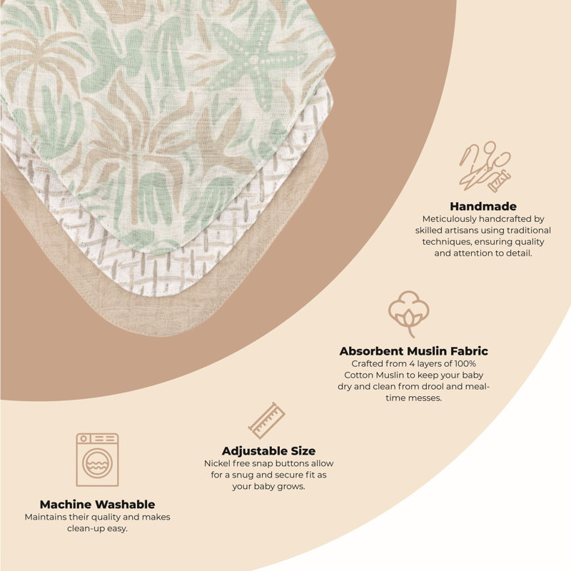 Cove 3-pc. Muslin Bib Set (beach Life)
