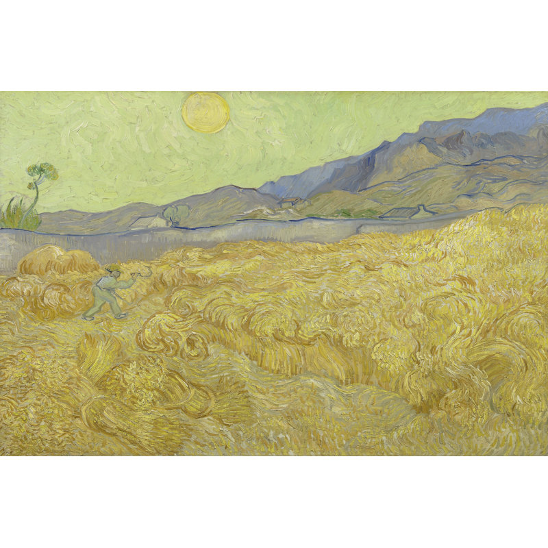 «Kosel Wheatfield With A Reaper On Canvas» par Vincent Van Gogh, reproduction, H 20 po x l 30 po
