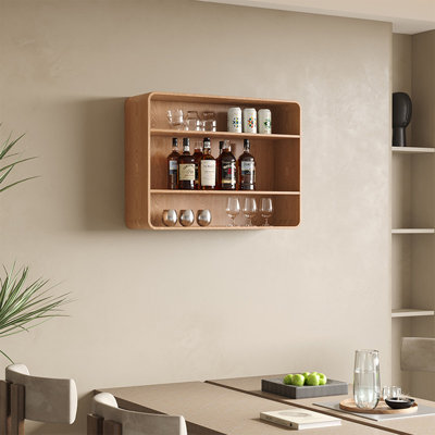 Étagère murale en bois composite à 3 niveaux, de style moderne, idéale pour la chambre à coucher, la salle de bain, la cuisine ou le salon.