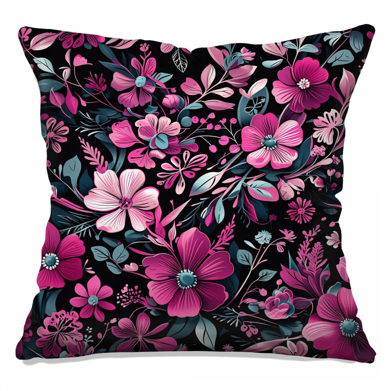 Pink Floral Pattern Double Sided Throw Pillows, 20 x 20 inches