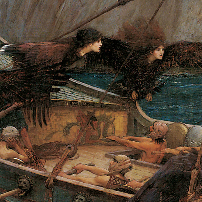 Ulysses And The Sirens, 1891 Print by John William Waterhouse, 18.75" H x 29.25" W x 1.875" D