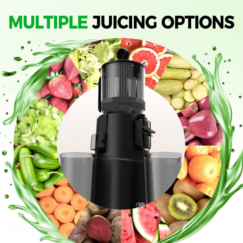 Cold Press Juicer with 4.7" Wide Feed Chute for Whole Fruits & Vegetables, Slow Masticating Juicer, Easy Clean & Quiet Operation