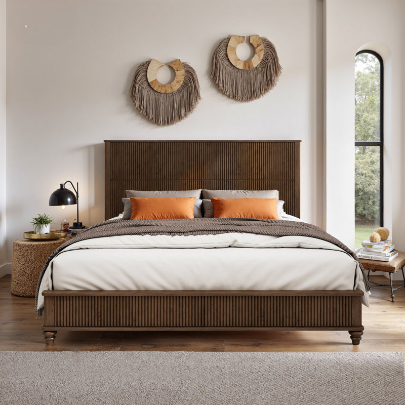 Solid Wood Bed Frame, Walnut, King