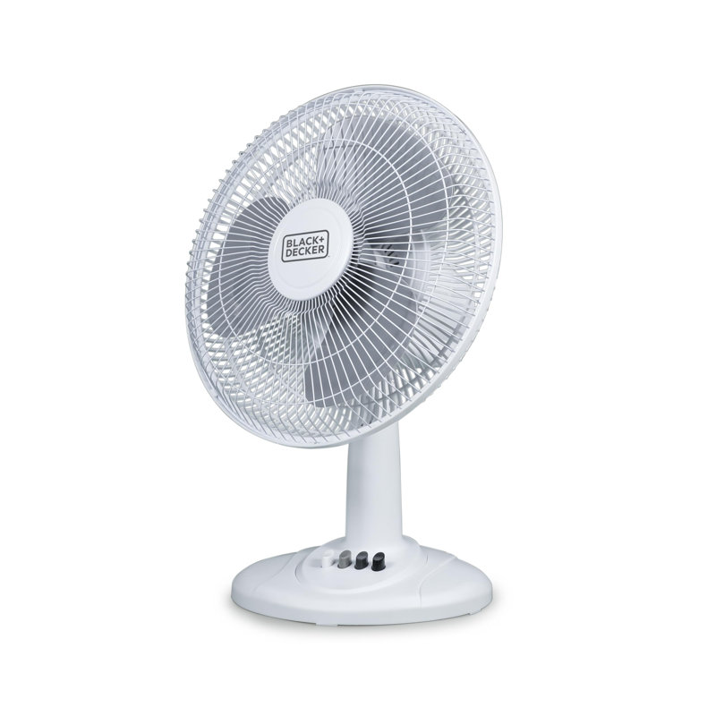 BLACK+DECKER Desk Fan for Home and Office, 12” Fan with 3 Speed Settings, Oscillating Portable Fan
