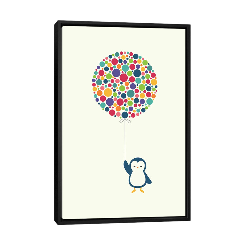 «Float in the Air» par Andy Westface - impression d'art graphique, H 60 po x l 40po x P 1,5 po, Toile avec cadre noir