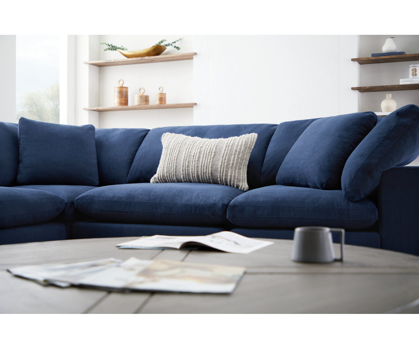 Calana Cloud Modular Sectional, Slate, 4 Piece (2 Corner, 1 Armless, 1 Ottoman)