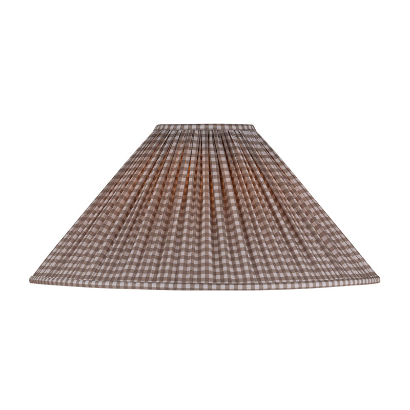 Abat-jour conique imprimé à larges fronces, Gingham Brown
