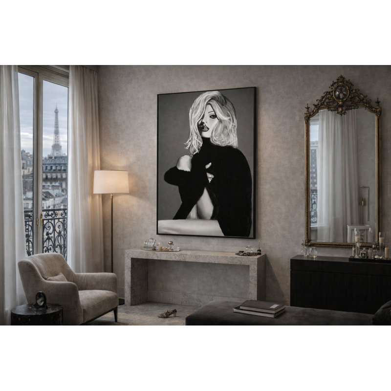 Blue Hour Muse Framed Canvas Wall Art by Kasian Art Studio - Brown Frame, White