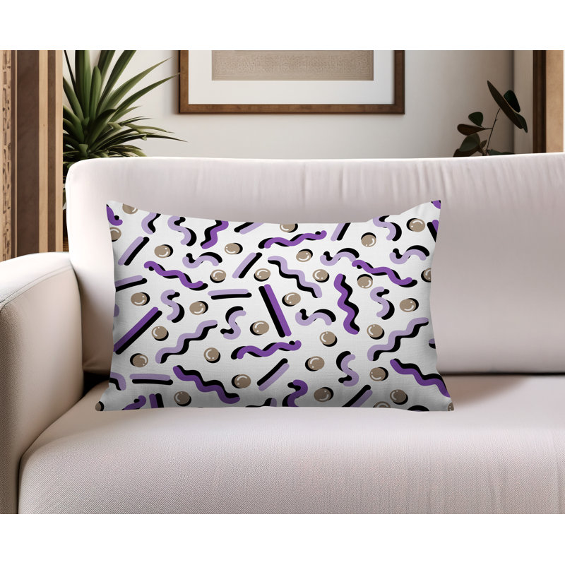 Coussin lombaire intérieur / extérieur Voxa, Rectangle H 14 po x l 20 po, Mauve