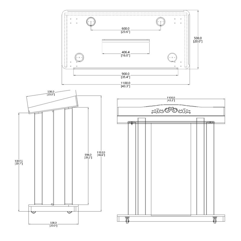45.7" Tall Clear Acrylic and MDF LED Lighted Church Pulpit with Casters