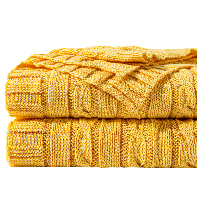 Couverture tricotée 100% pur coton, couverture tricotée douce et chaude, lavable à la machine, utilisation intérieure et extérieure