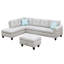 Canapé modulaire en lin faisant face à gauche avec coussins de couleur grise pour un salon chic de 98 po de largeur, faisant face, rembourré-2125220651