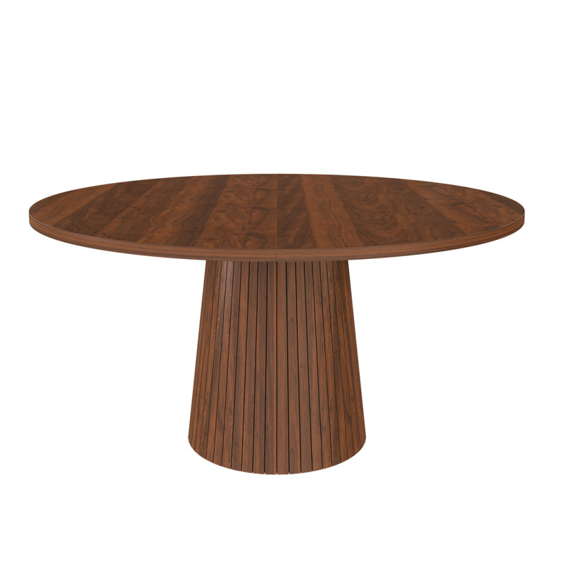 Table de salle à manger ronde en panneau de fibres à densité moyenne de 47 pouces avec plateau en placage de marbre et base en bois