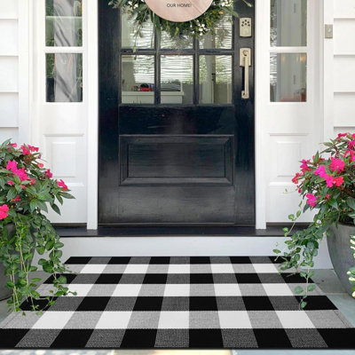 Tapis d'entrée en coton tissé à carreaux en coton Buffalo