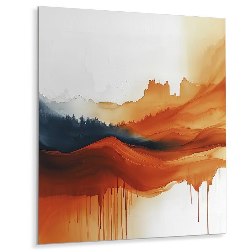 Fading Autumn Mountain Landscape IV - reproduction d'art traditionnelle en métal, décoration murale en métal montagnes