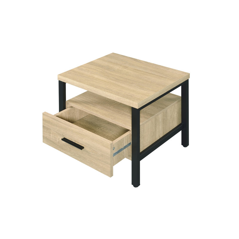Table d'appoint en chêne Yawan et finition noire
