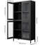 Armoire à 4 portes en verre pour le rangement des chaussures - noir avec portes et tablettes réglables