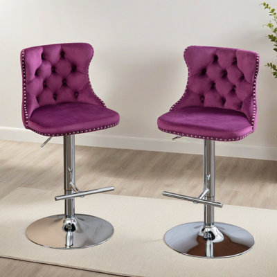 Swivel Velvet Barstools Adjusatble Counter Height Bar Stools With Back For Home Pub And Kitchen Island (Set Of 2)