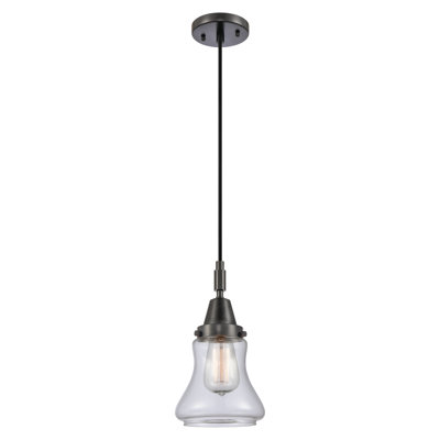 Downtown Urban - Caden Bellmont - Mini-luminaire suspendu à cordon 1 lumière de 7 po - Finition chrome poli - Abat-jour transparent