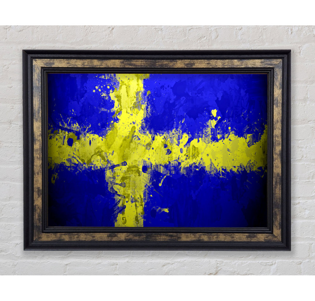 Schweden Grunge Flagge - Einzelner Bilderrahmen Kunstdrucke