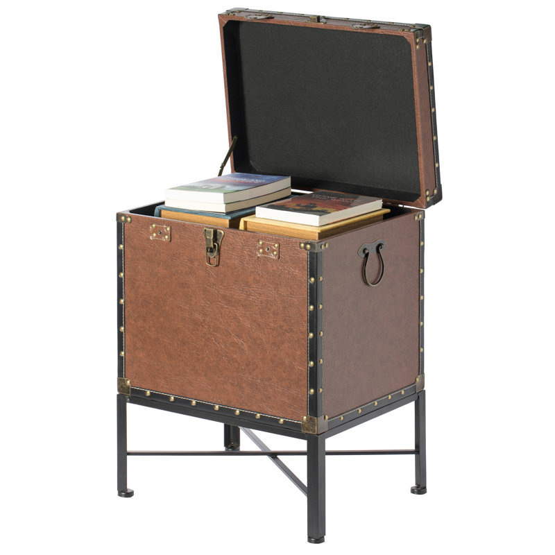 Table de bout avec rangement Agata, Brun