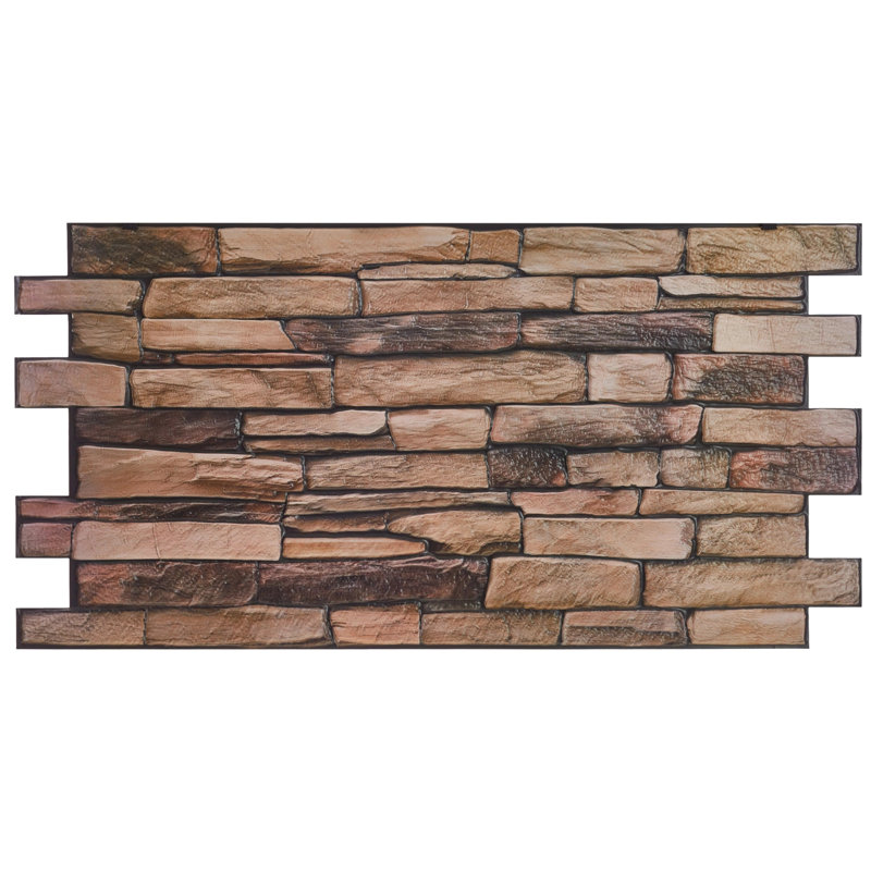 Olyphant 96 cm Wall Paneling (6-pack), Beige/Black