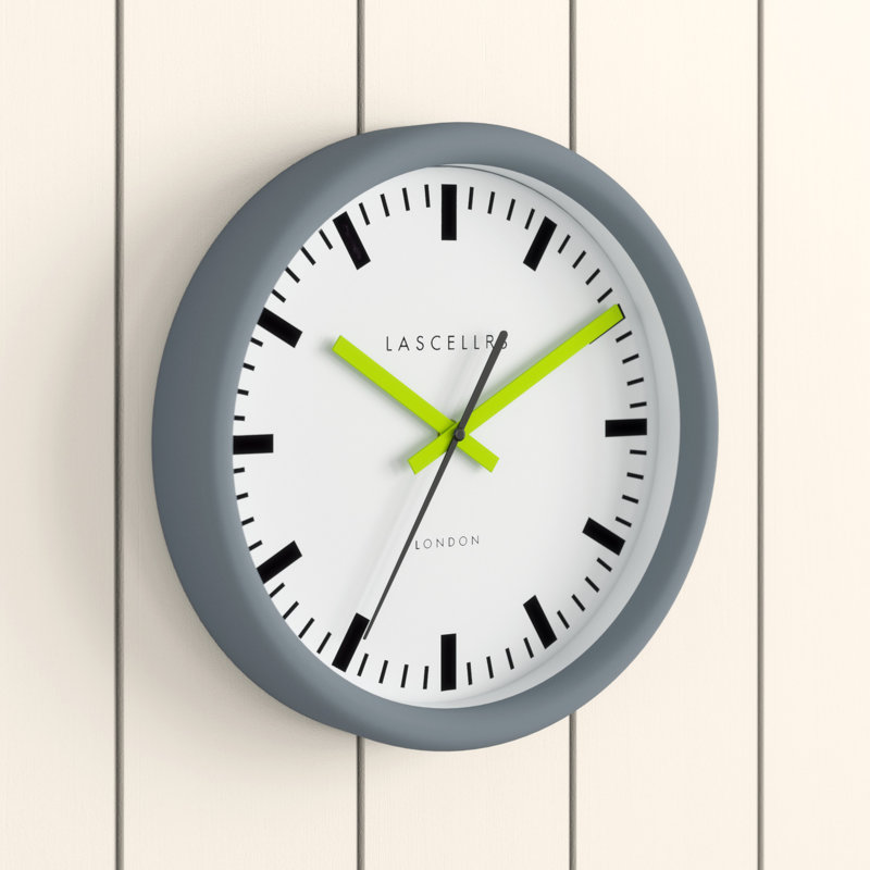 Sync Swiss Grey Station Clock with Hands 30cm, Lime