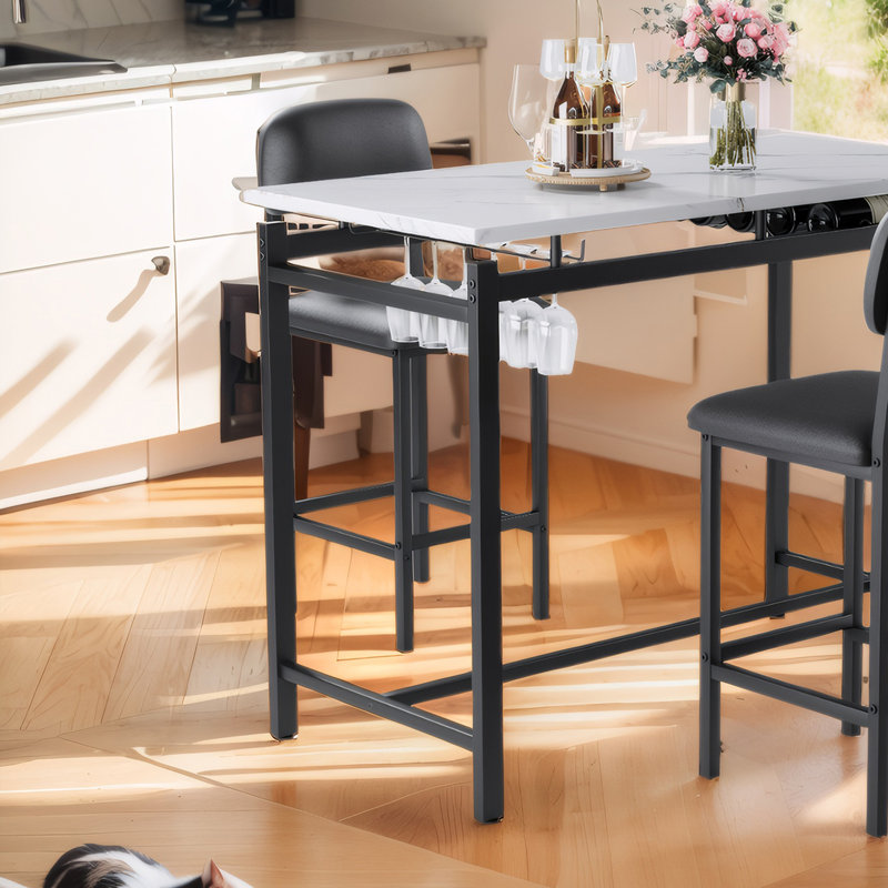 Eyoas 2 - Person Four Leg Dining Set, Black
