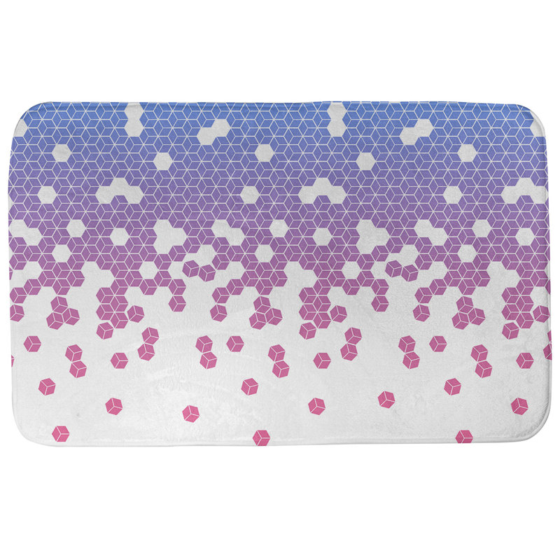 Tapis pour salle de bain cube culbuting Leffel, l 17 po x L 24 po, Bleu / Rose