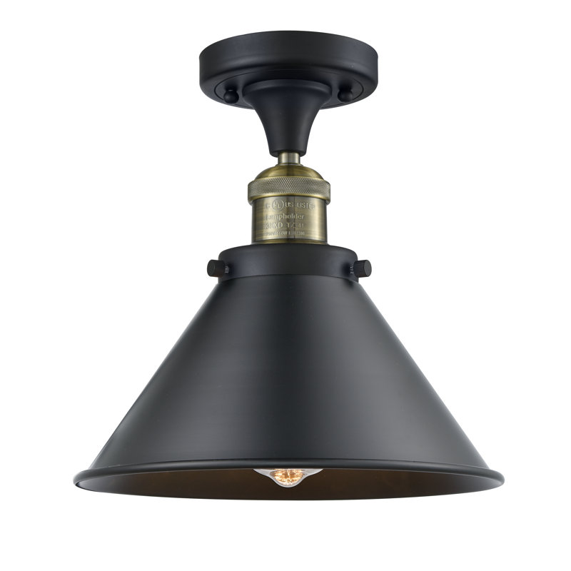 Elwell Semi Flush Mount, 6 Watt Vinage LED Bulb, Black Antique Brass, Matte Black