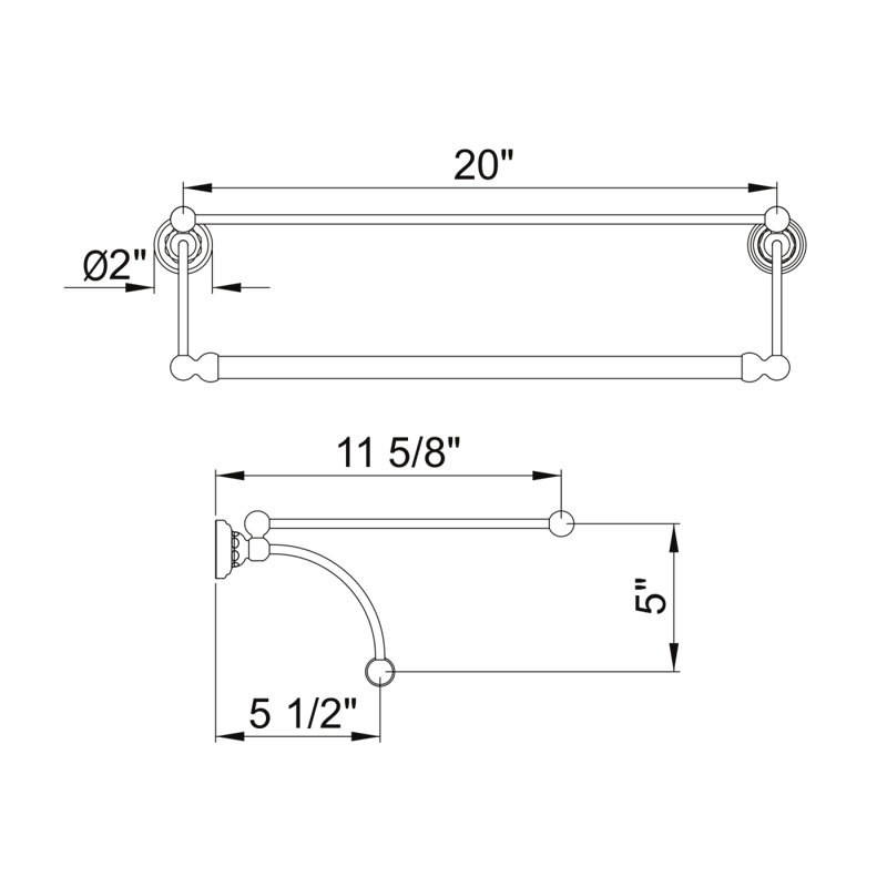 Edwardian™ Wall Mount Towel Shelf, English Gold