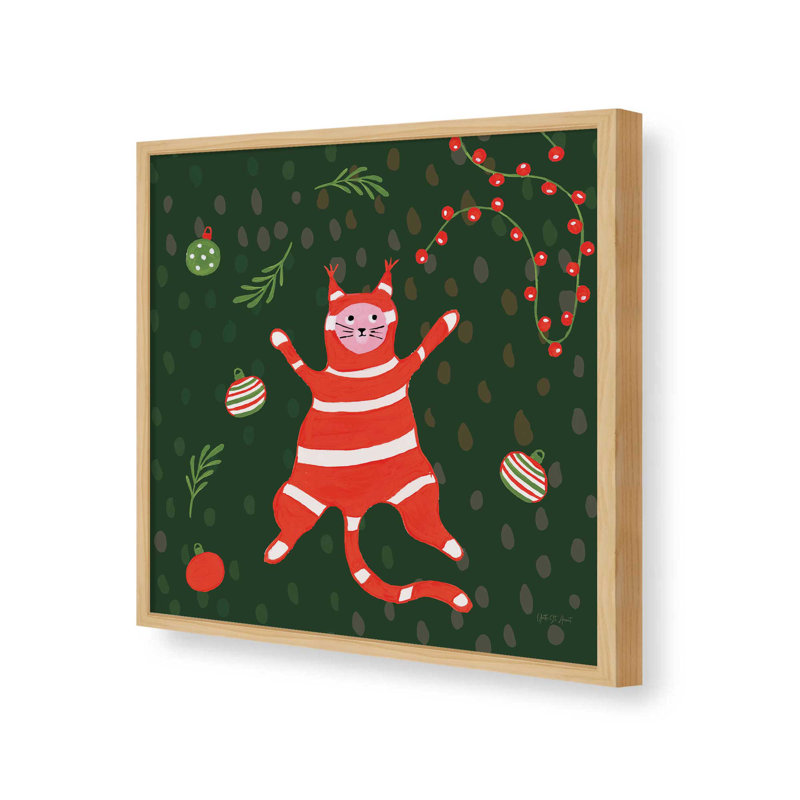 «Mischief Kitty Christmas II» par Yvette St. Amant, reproduction d'art, H 20 po x l 20 po, Érable