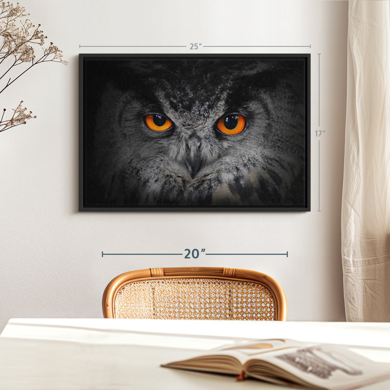 " Mesmerizing Gray Owl Canvas Print ", 17" H x 25" W