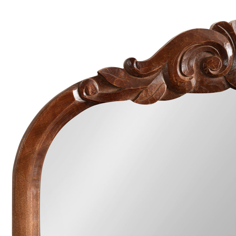 Wooden Vintage Arched Wall Mirror, Brown