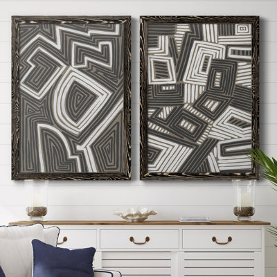 Toile abstraite encadrée de qualité abstraite Maze III - prête à être accrochée