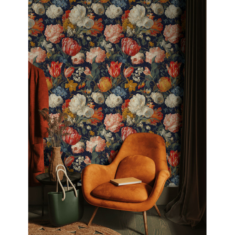 Papier peint floral hollandais, décoration murale amovible