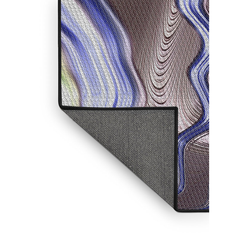 Tapis brun / bleu Power Loom, Rectangle 5 pi x 7 pi