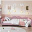 Lit de jour double rembourré en tissu sherpa avec dossier en forme de nuage, sans sommier tapissier, rose (ancien SKU: WF532069AAH)-874252225