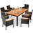 Nadkar 6 - Person Acacia Wicker Patio Dining Set with Rectangular Table , Cushions Included